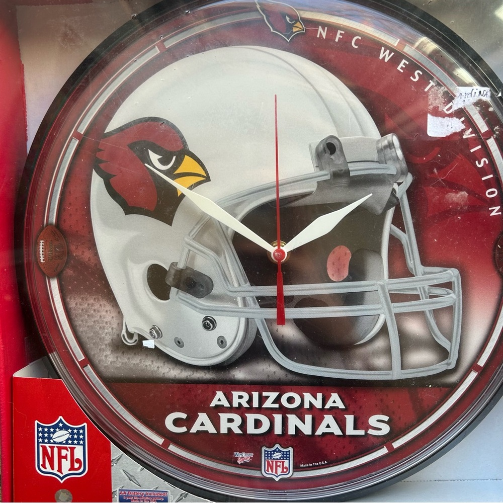 NIB Y2K Vintage Arizona Cardinals NFL Quartz Wall Clock Man Cave Decor WinCraft - Picture 4 of 10